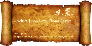 Andrejkovics Romulusz névjegykártya